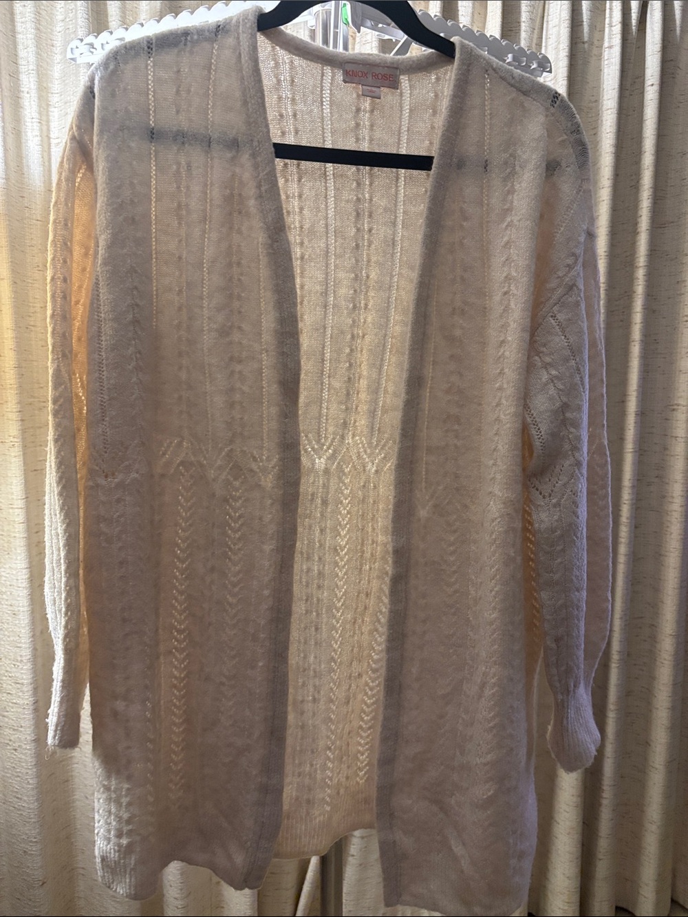 Knox Rose Open-Front Cream Knit Cardigan